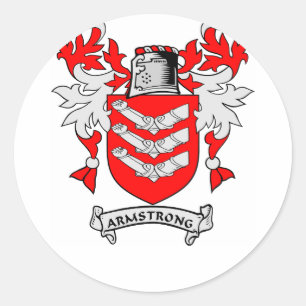 Pegatina Redonda ARMSTRONG Family Crest