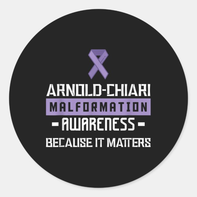 Pegatina Redonda Arnold Chiari Malformation Warrior S Awareness (Anverso)