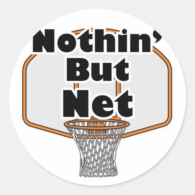 Pegatina Redonda aro de baloncesto nothin but net (Anverso)