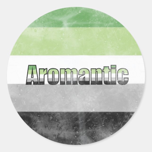Pegatina Redonda Aromantic pride flag sticker (Anverso)