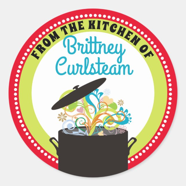 Pegatina Redonda Aromas de ráfaga personalizados desde la cocina de (Anverso)