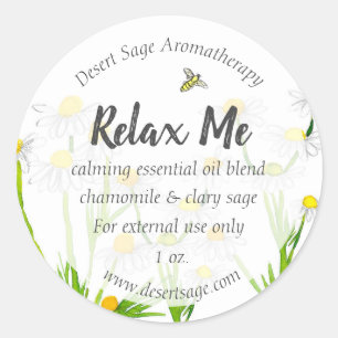 Pegatina Redonda Aromaterapia con aceite esencial Personalizado Cha
