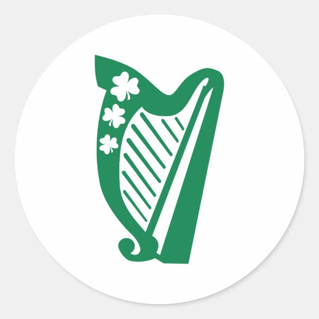 Pegatina Redonda Arpa irlandesa (Anverso)