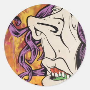 Pegatina Redonda Arpillera