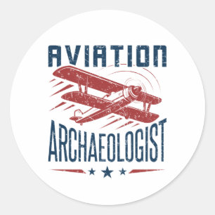 Pegatina Redonda Arqueología Arqueológica de Aviación