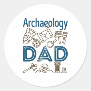 Pegatina Redonda Arqueología: Día del Padre Arqueólogo de Papá