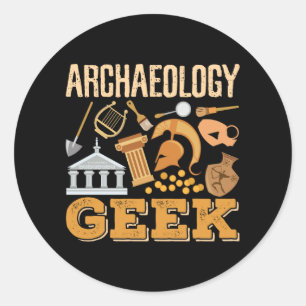 Pegatina Redonda Arqueología Geek Profesor Arqueólogo Estudiantil