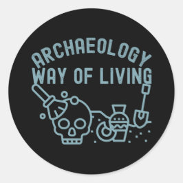 Pegatina Redonda Arqueología - Modo de Vida, Arqueología Dice