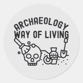 Pegatina Redonda Arqueología - Modo de Vida, Arqueología Dice