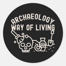Pegatina Redonda Arqueología - Modo de Vida, Arqueología Dice