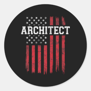 Pegatina Redonda Arquitecto Bandera Americana Patriota de Estados U