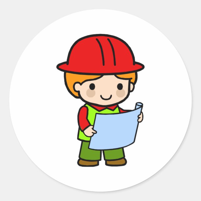 Pegatina Redonda Arquitecto Boy 2 (Anverso)