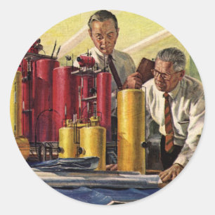 Pegatina Redonda Arquitectos trabajando en una oficina, negocios de