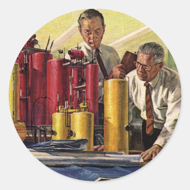 Pegatina Redonda Arquitectos trabajando en una oficina, negocios de (Anverso)