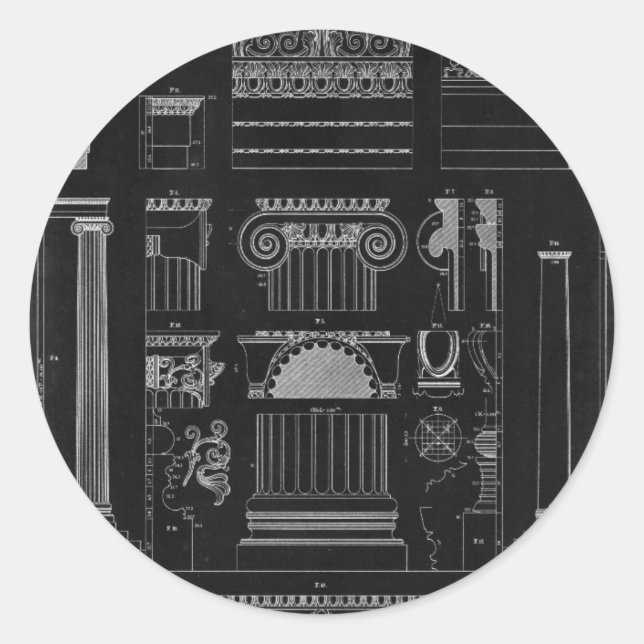 Pegatina Redonda Arquitectura gráfica IV (Anverso)