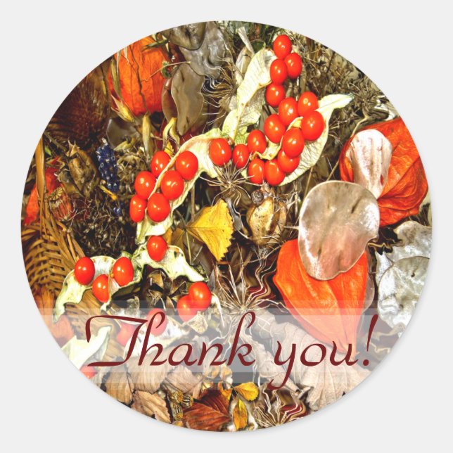 Pegatina Redonda ARREGLO DE AUTUMN ~ Selladores/pegatinas de sobres (Anverso)