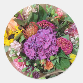 Pegatina Redonda Arreglo Floral
