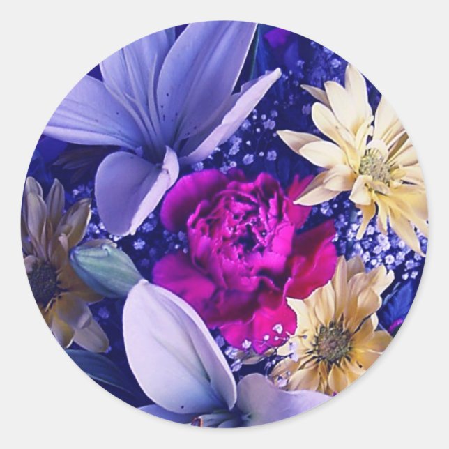 Pegatina Redonda Arreglo floral 313b (Anverso)