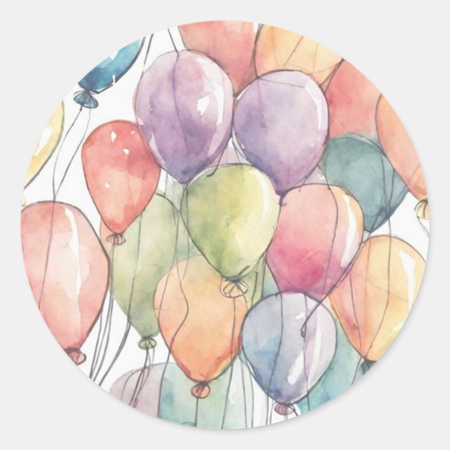 Pegatina Redonda Arriba, Arriba y Ausente Fiesta de Cumpleaños (Anverso)