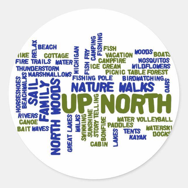 Pegatina Redonda Arriba palabras del norte (Anverso)