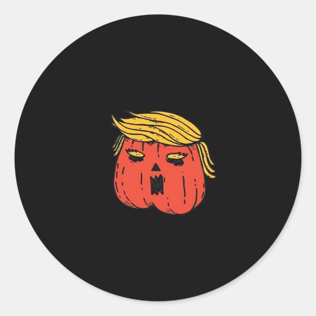 Pegatina Redonda Arrójalo Como Una Calabaza Trumpkin Halloween El (Anverso)