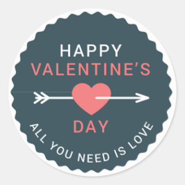 Pegatina Redonda Arrow Heart Happy Valentine Day ID1086