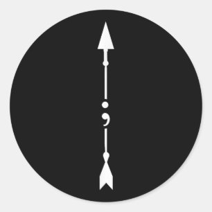 Pegatina Redonda Arrow Semicolon Mental Health Awareness