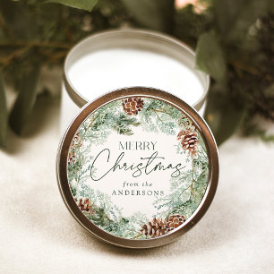 Pegatina Redonda Arroz De Pino De Pino Rústico