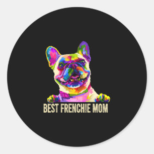 Pegatina Redonda Art Best Frenchie Mom French Bulldog Dog Mom