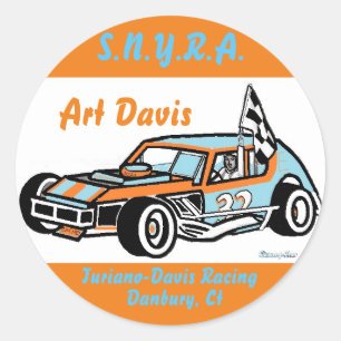 Pegatina Redonda Art Davis Ted Turiano S.N.Y.R.A. Danbury Racearena