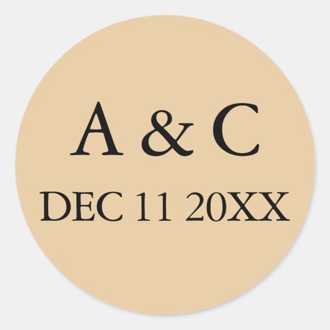 Pegatina Redonda Art Deco Elegant Wedding (Anverso)