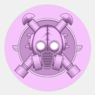 Pegatina Redonda Art Deco Gasmask Lilac