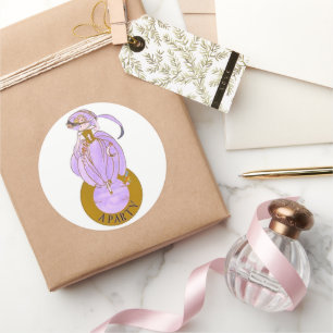 PEGATINA REDONDA ART DECO LADY