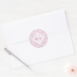 Pegatina Redonda Art Deco personalizado Confetti rosa Mandala