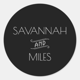 Pegatina Redonda Art Deco Vintage Negro y Blanco