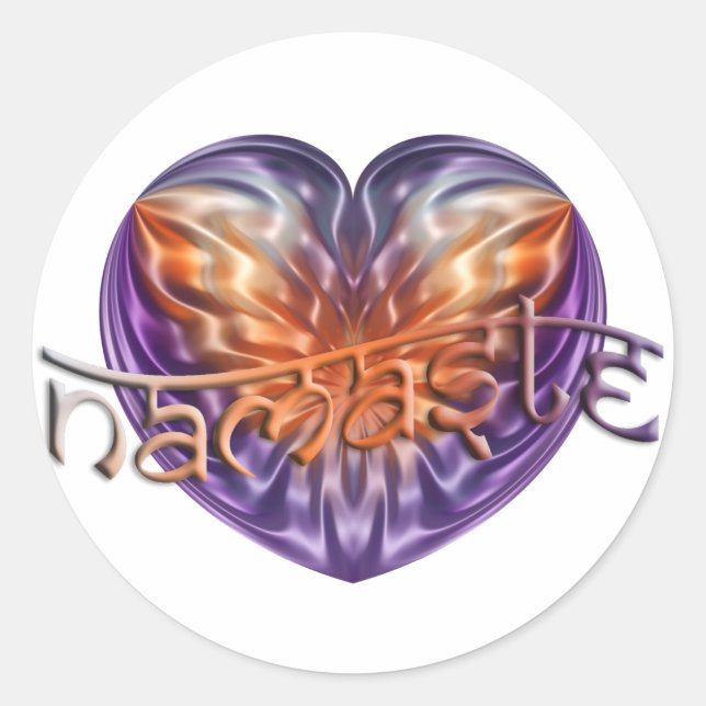 Pegatina Redonda ART Heart NAMASTE (Anverso)