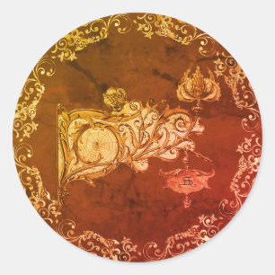 Pegatina Redonda Art nouveau fall sconce spiderweb Seder