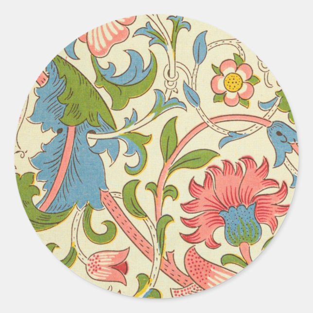 Pegatina Redonda Art nouveau lodden pattern - William Morris (Anverso)