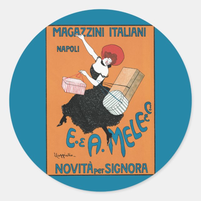 Pegatina Redonda Art Nouveau Magazzini Italiani de Capiello (Anverso)