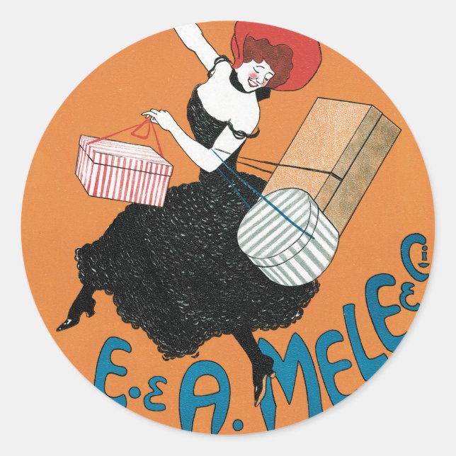 Pegatina Redonda Art Nouveau Magazzini Italiani de Capiello (Anverso)