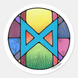 Pegatina Redonda Art Nouveau Rune Dagaz - DESPERTAR