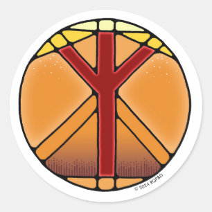 Pegatina Redonda Art Nouveau Rune Elhaz - PROTECCIÓN