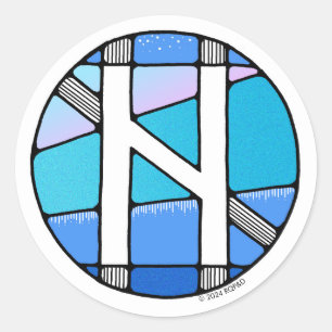 Pegatina Redonda Art Nouveau Rune Hagalaz - ¡TRANSFORMACIÓN!
