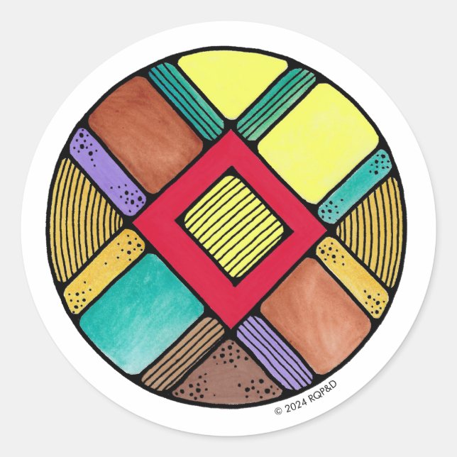 Pegatina Redonda Art Nouveau Rune Ingwaz - MAGIC DE LA TIERRA (Anverso)