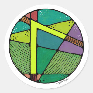 Pegatina Redonda Art Nouveau Rune Laguz - VIDA