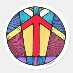 Pegatina Redonda Art Nouveau Rune Tiwaz - VICTORIA