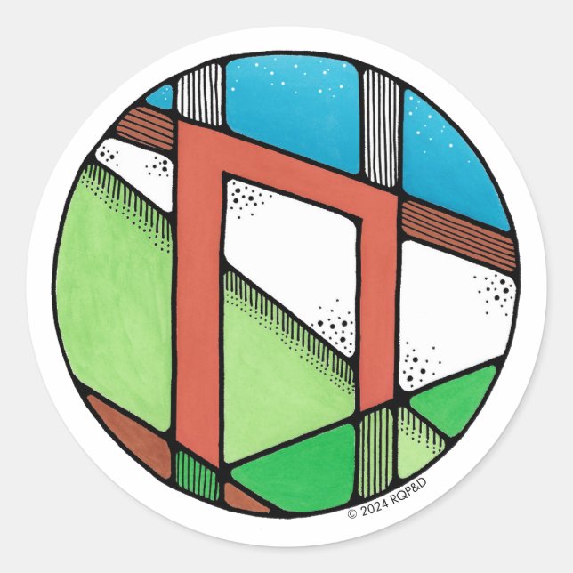 Pegatina Redonda Art Nouveau Rune Uruz - FUERZA (Anverso)