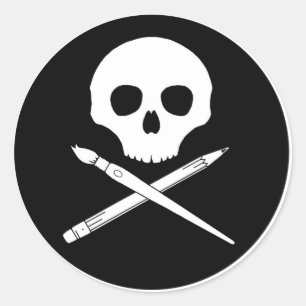 Pegatina Redonda Art Skull