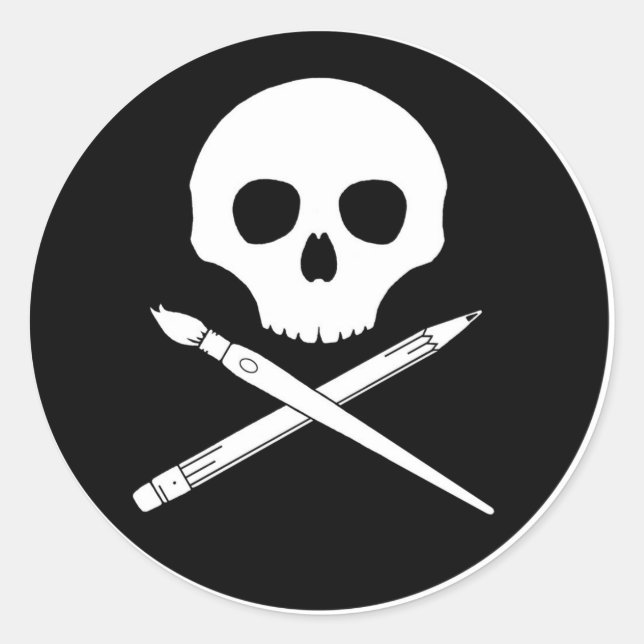 Pegatina Redonda Art Skull (Anverso)