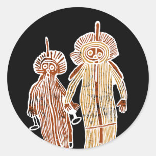 Pegatina Redonda arte aborigen petrogyph australia símbolo nativo